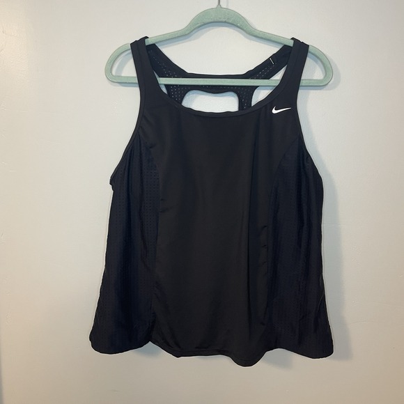Nike BLACK Solid Racerback Tankini Swim Top 2XL Women's Swim Top Padded - Picture 1 of 8